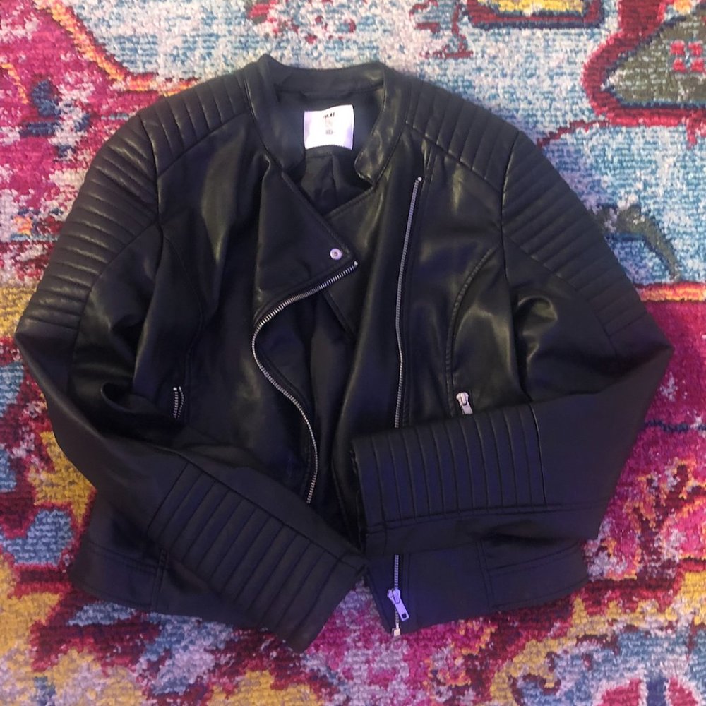 black leather jacket